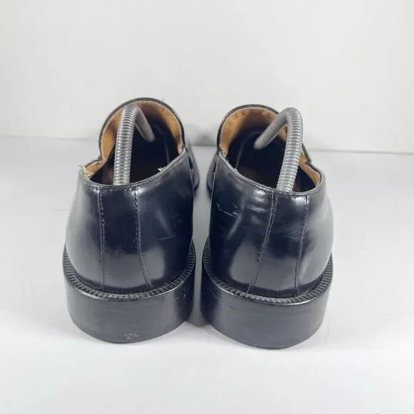 San Remo Platinum Leather Penny Loafers Dress Shoes Black/Burgundy Men's 10.5 - Picture 4 of 8